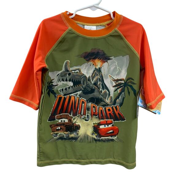New Disney Cars on the Road Boys 9/10 UPF 50+ Swim Swimming Short Sleeve Shirt - Picture 1 of 3